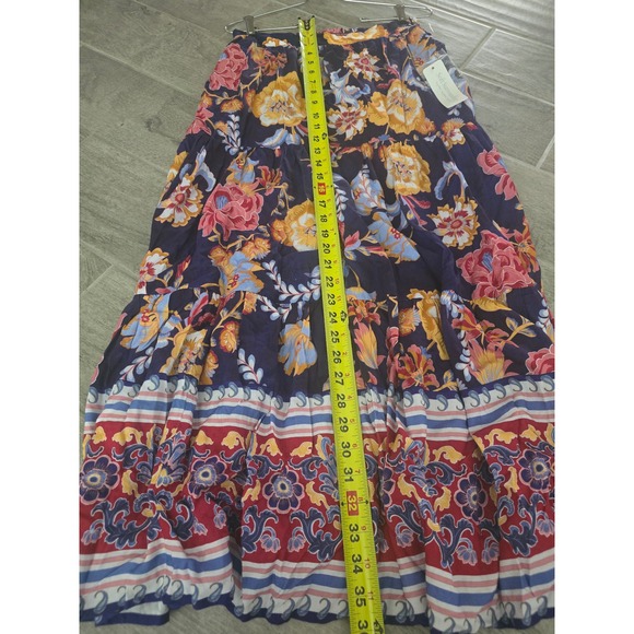 Soft Surroundings KARA SKIRT Akrotiri‎ Flowers Tiered Maxi Blue Floral XS 2/4 - Picture 5 of 6